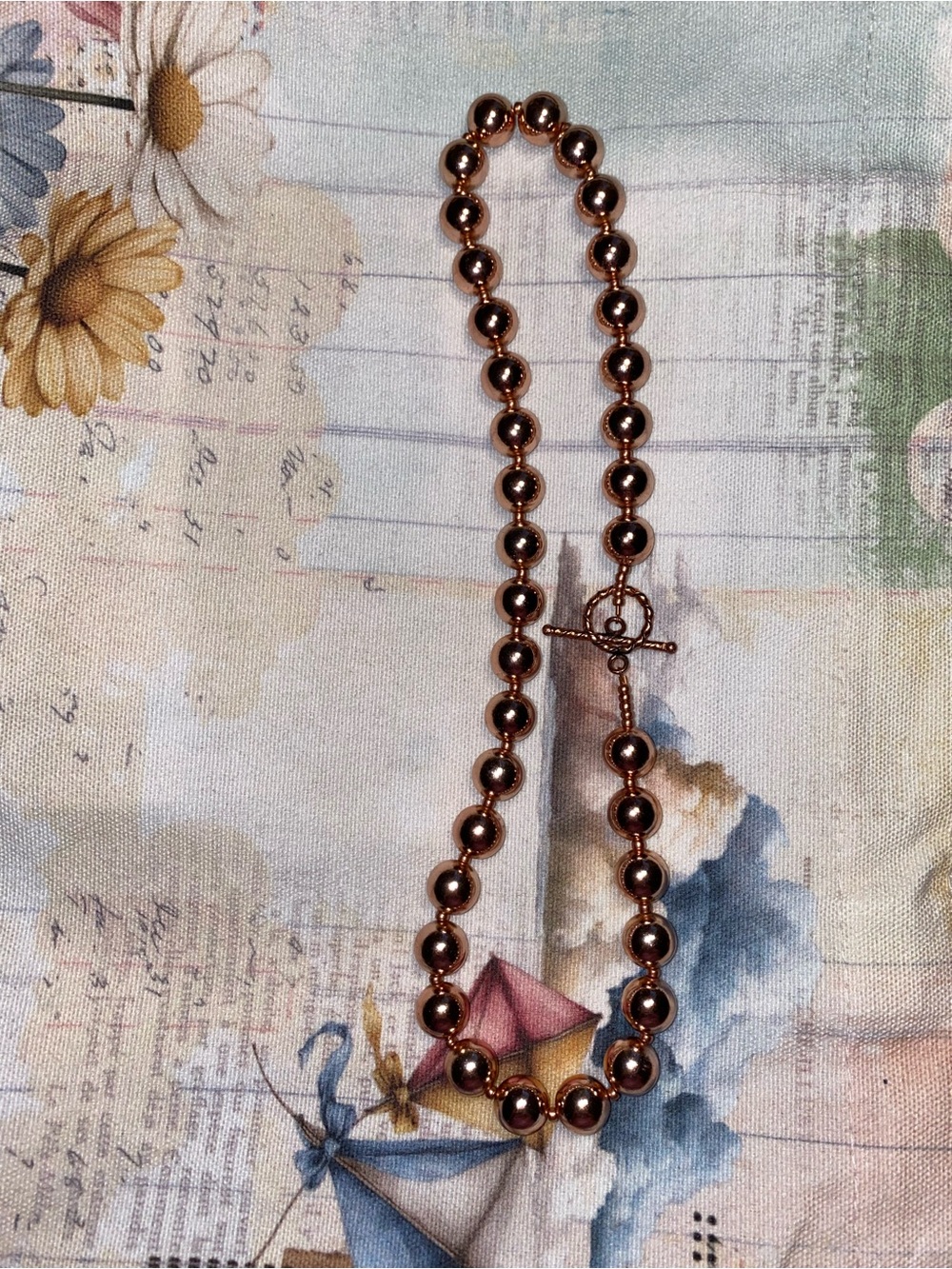 Elegant Rose Gold Beaded Toggle Necklace